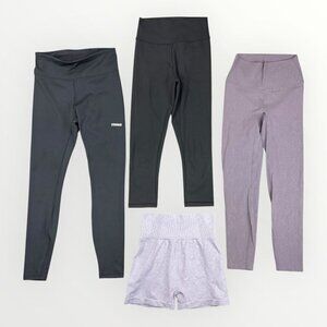 Bundle: Athletic Workout Womens High Waisted Leggings & Shorts Gym Fitness